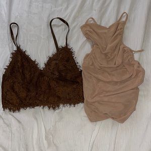 SHEIN SXY collection, bundle, both worn once, one mesh nude, one brown, size S